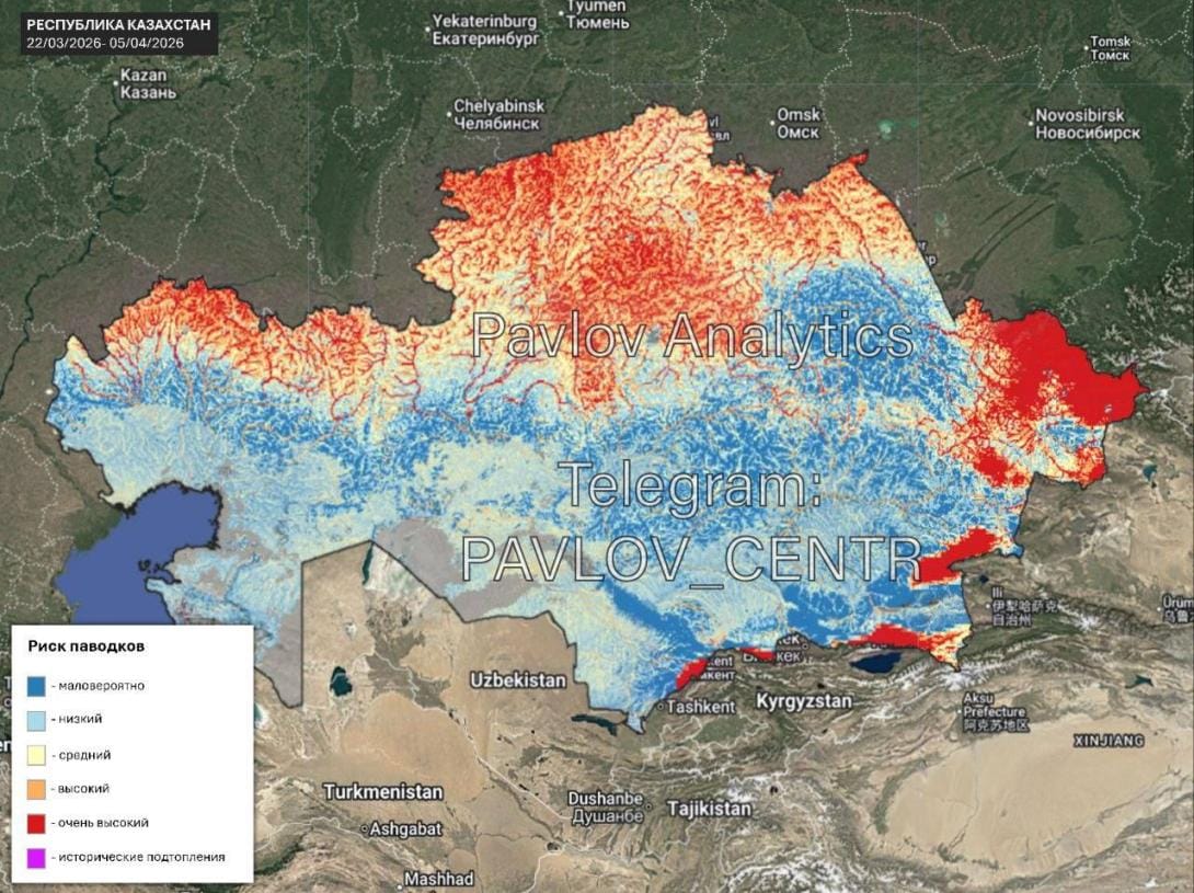 Forecast of floods in Kazakhstan for spring 2026