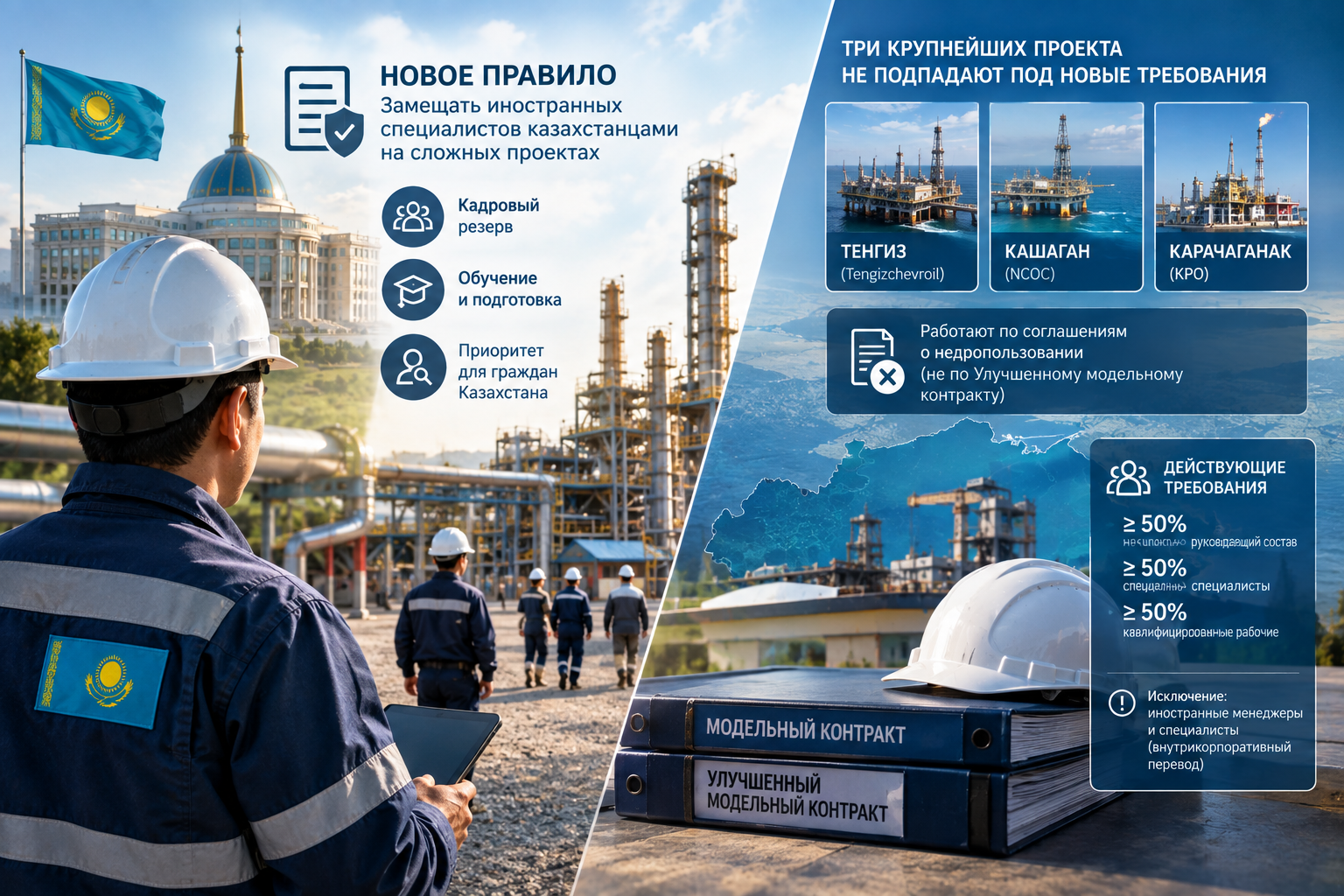 New rule on replacing foreigners with Kazakhstanis bypasses Tengiz, Kashagan and Karachaganak