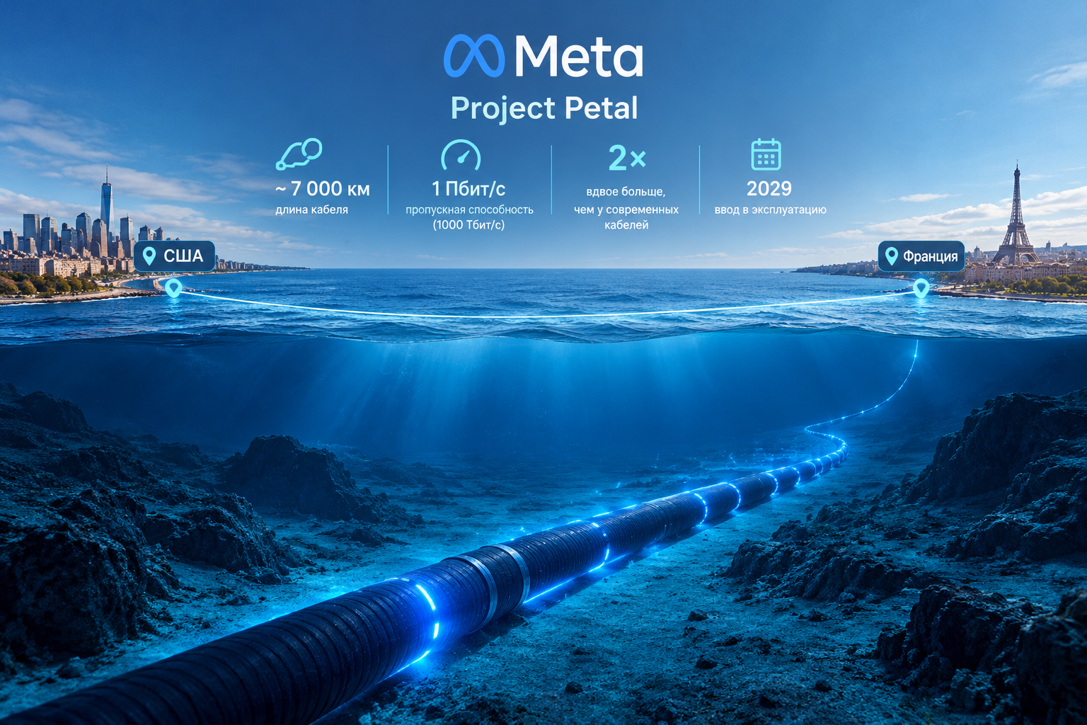 Meta plans to lay a 1 petabit-per-second cable between the US and France