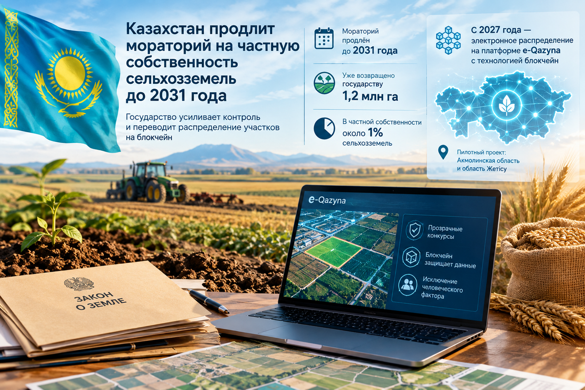Казахстан продлит мораторий на частную собственность сельхозземель до 2031 года