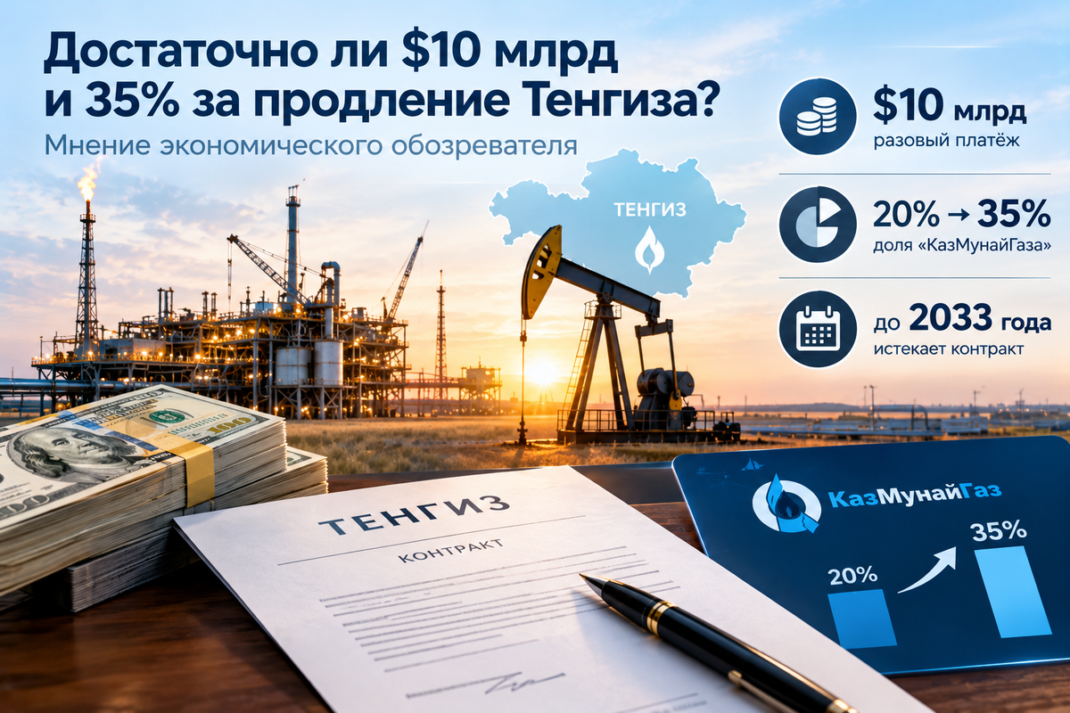 Достаточно ли $10 млрд и 35% за продление Тенгиза? Мнение экономического обозревателя