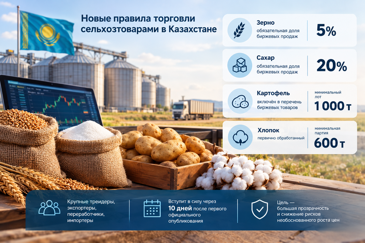 Новые правила торговли сельхозтоварами в Казахстане