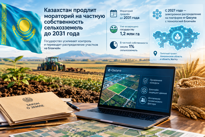 Казахстан продлит мораторий на частную собственность сельхозземель до 2031 года