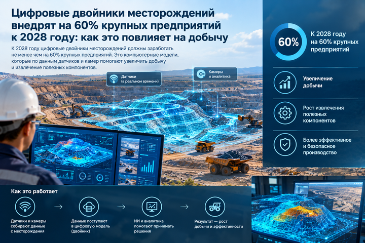Цифровые двойники месторождений внедрят на 60% крупных предприятий к 2028 году